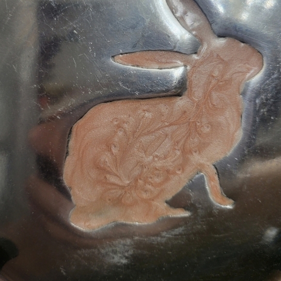Silver and Pink Rabbit Decorative Plate - Picture 2 of 3